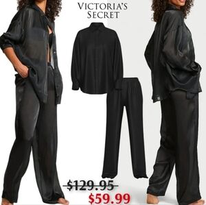 New Victoria's Secret Elegant Black Pajama Set Small Regular/ Christmas Gift